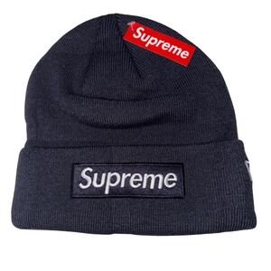 Blue Supreme New Era Box Logo Beanie Hat Navy One Size Fits Most FW24 Hypebeast